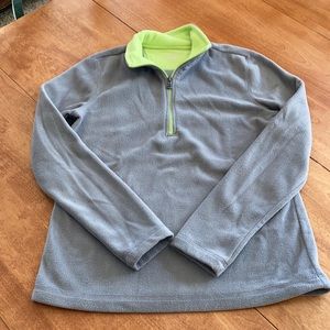 Tek Gear 1/4 zip pull-over fleece. Dark gray and bright green. EUC